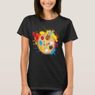 Farbige Farbpalette und Pinsel für Künstler T-Shirt