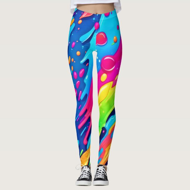 Farbige Farbspritzer Leggings (Vorderseite)