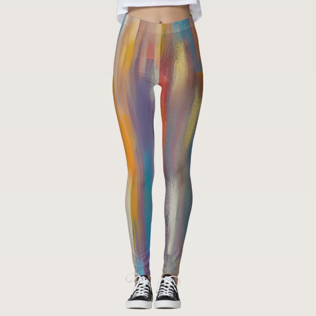 Farbige Farbstreifen Leggings (Vorderseite)