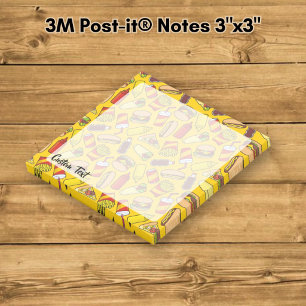 Farbige Fast-Food-Symbole Muster Post-it Klebezettel