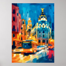 Farbige fauvistische Madrid Gran Via Kunst Poster