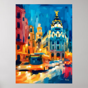 Farbige fauvistische Madrid Gran Via Kunst Poster