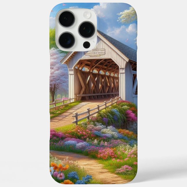 Farbige Feder/blumenüberdachte Brücke & Fluss Case-Mate iPhone Hülle (Rückseite)