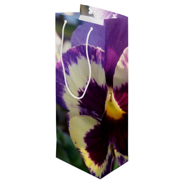 farbige Feder Pansy Geschenktüte Für Weinflaschen (Rückseite Schrägansicht)