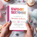 Farbige Fettart Sweet 16 Party Einladung<br><div class="desc">Machen Sie Ihr 16 . Geburtstag Party unvergesslich mit dieser lebhaften und spielerischen Einladung. Mit seiner fett-regenbogenfarbenen Typografie Set diese Einladung den perfekten Ton für Ihre Meilenstein-Feier. Ideal für Teenager-Geburtstagsfeiern, kann diese Einladung von 16 . Geburtstag mit Ihrem Namen, Party-Details und UAWG-Informationen personalisiert werden, sodass sie einzigartig für Sie ist....</div>