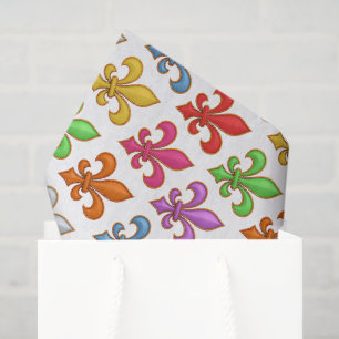 Farbige Fette Fleur-de-lis-Blumen Weiß Seidenpapier