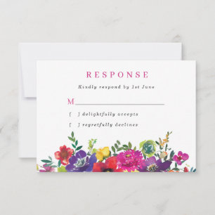 Farbige Fiesta-Blumen-Hochzeit RSVP Karte