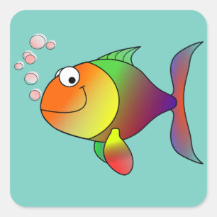 Farbige Fisch-Aufkleber Quadratischer Aufkleber