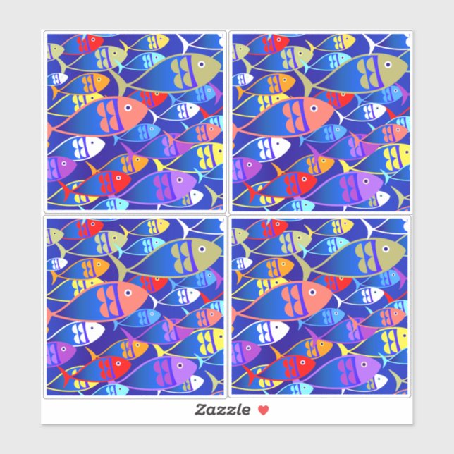 Farbige Fische Aufkleber (Blatt)