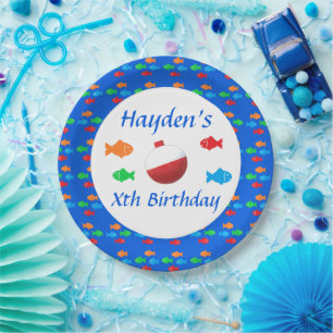 Farbige Fische Geburtstagspopolette Pappteller