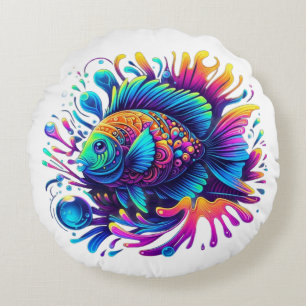Farbige Fische Rundes Kissen