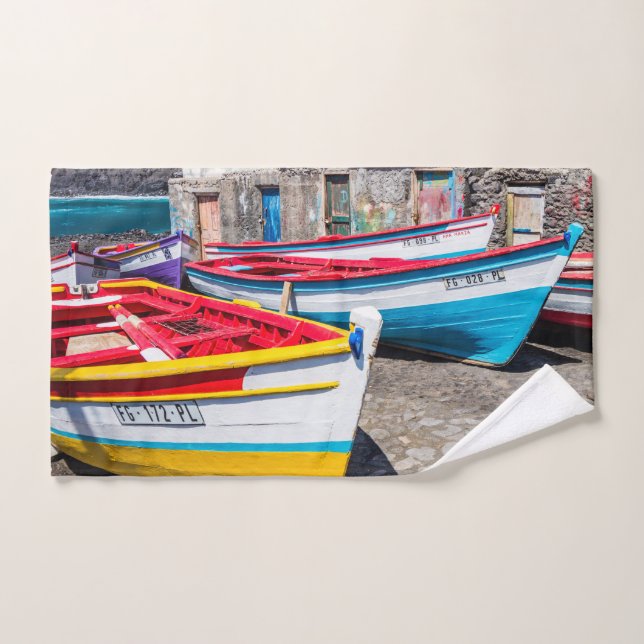 Farbige Fischerboote, Kap Verde Badhandtuch Set (Handtuch)