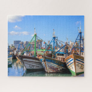 Farbige Fischerboote von Essaouira Marokko Puzzle