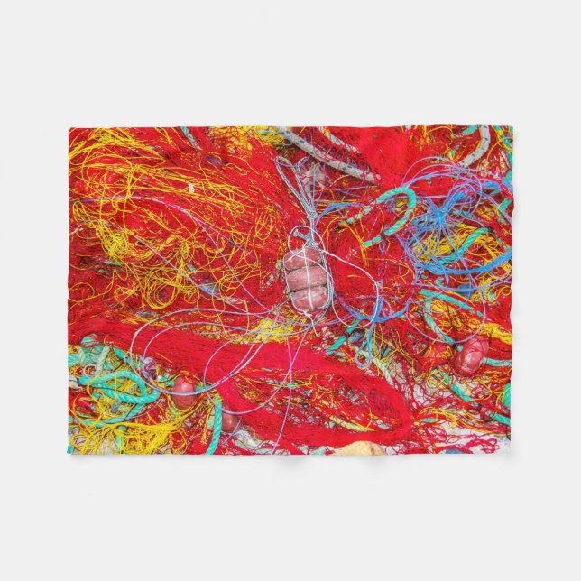 Farbige Fischernetze Fleecedecke (Vorderseite (Horizontal))