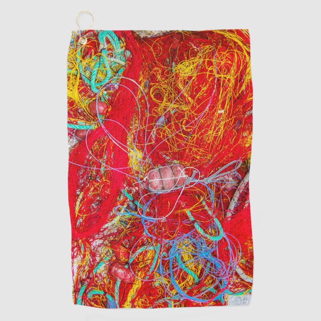 Farbige Fischernetze Golfhandtuch (Vorderseite)