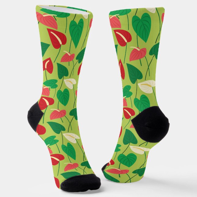 Farbige Flamingo-Blume Mustersocken Socken (Gewinkelt)