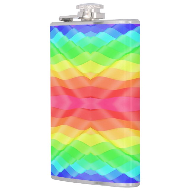 Farbige Flasche mit abstraktem Regenbogenmuster Flachmann (Links)