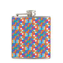 Farbige Flasche mit einem lebendigen geometrischen Flachmann
