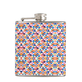 Farbige Flasche mit geometrischem Muster in Blautö Flachmann