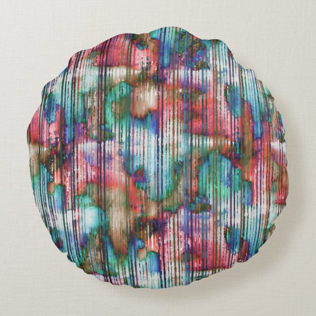 Farbige Flecken mit abgerundeten Streifen, virtuel Rundes Kissen (Rückseite)