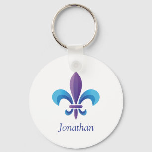 Farbige Fleur-de-lis auf Weiß Schlüsselanhänger