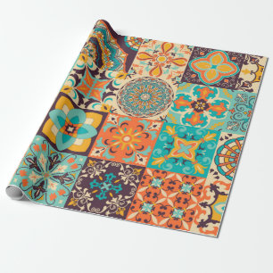 Farbige Fliesen Azulejos. Traditionelles Portugies Geschenkpapier