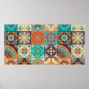 Farbige Fliesen Azulejos. Traditionelles Portugies Poster