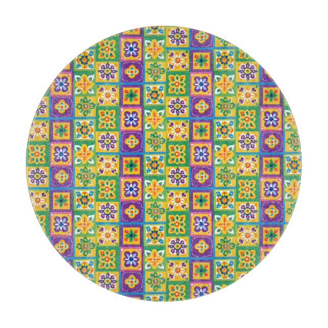 Farbige Fliesen Schneidebrett (Vorderseite)