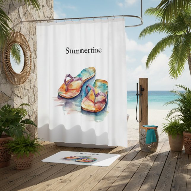 farbige Flip Flops Aquarell anpassbar Badematte (Von Creator hochgeladen)