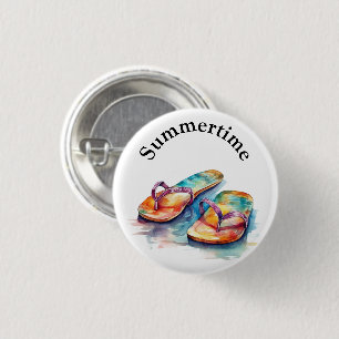 farbige Flip Flops Aquarell anpassbar Button