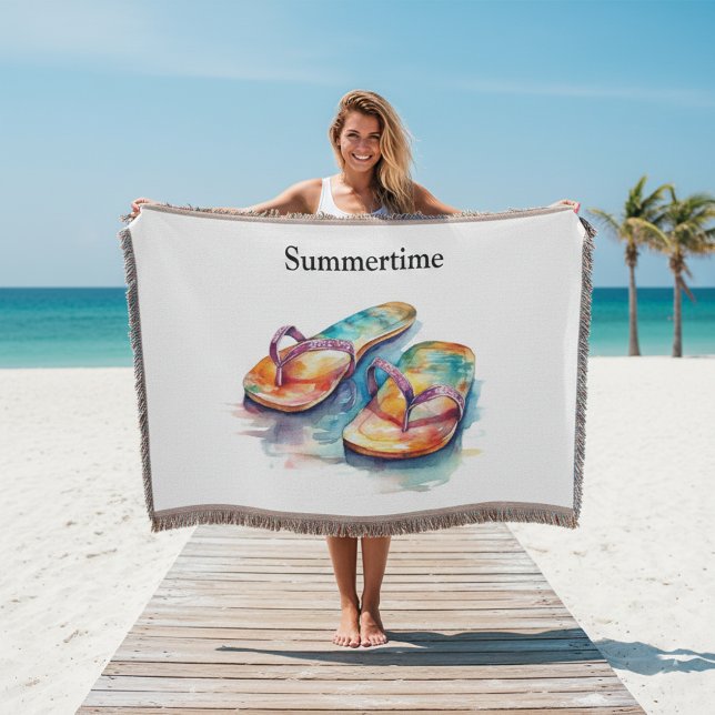 farbige Flip Flops Aquarell anpassbar Decke (Von Creator hochgeladen)