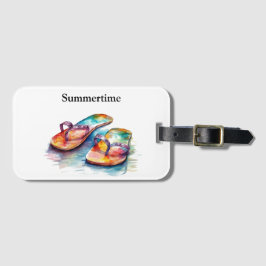 farbige Flip Flops Aquarell anpassbar Gepäckanhänger