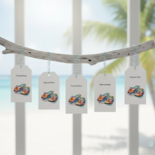 farbige Flip Flops Aquarell anpassbar Geschenkanhänger