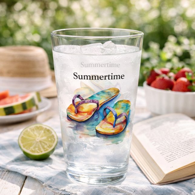 farbige Flip Flops Aquarell anpassbar Glas (Von Creator hochgeladen)