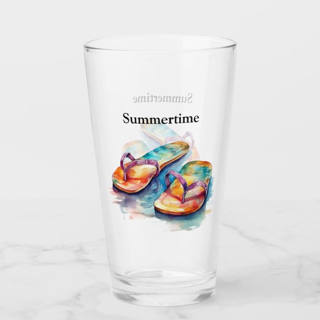 farbige Flip Flops Aquarell anpassbar Glas (Vorderseite)
