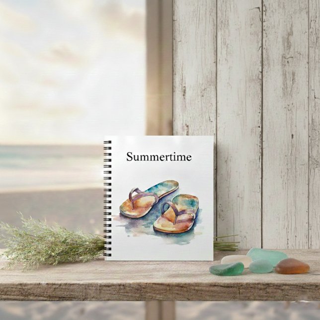 farbige Flip Flops Aquarell anpassbar Notizblock (Von Creator hochgeladen)