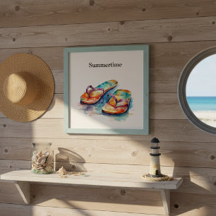 farbige Flip Flops Aquarell anpassbar Poster