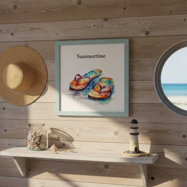 farbige Flip Flops Aquarell anpassbar Poster (Von Creator hochgeladen)