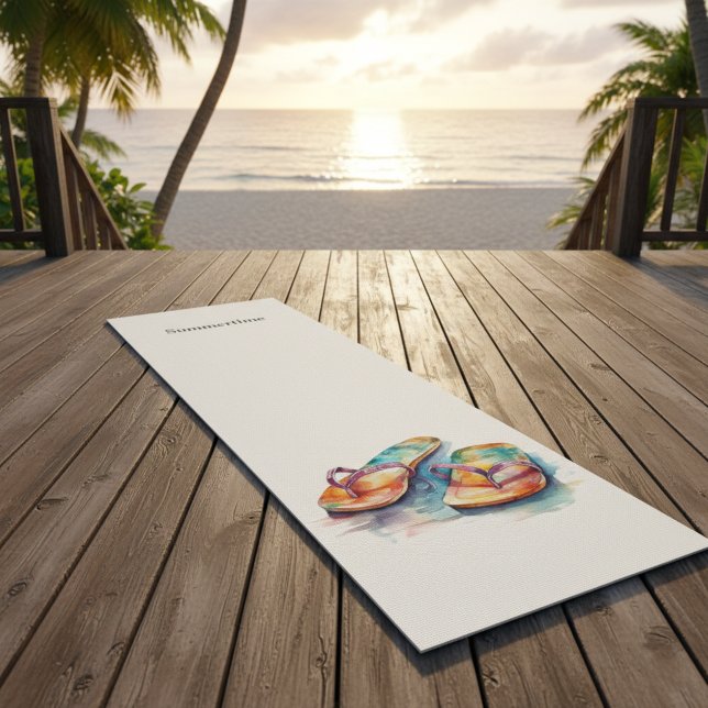 farbige Flip Flops Aquarell anpassbar Yogamatte (Von Creator hochgeladen)