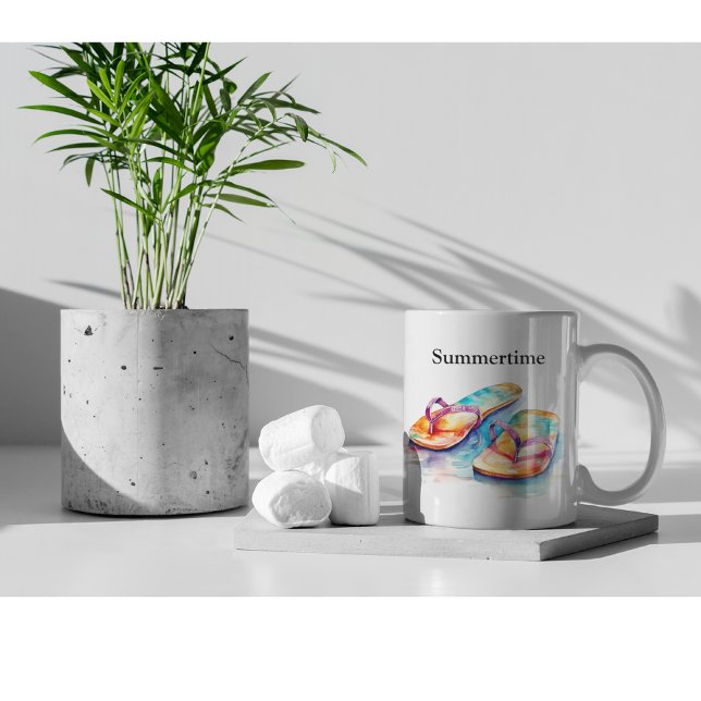 farbige Flip Flops Aquarell anpassbar Zweifarbige Tasse (Von Creator hochgeladen)