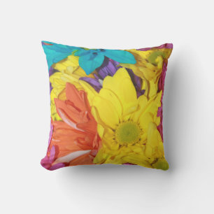 Farbige florale abstrakte gelbe orangefarbene Blum Kissen