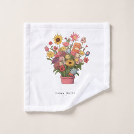 Farbige florale blumige Glas-Geburtstagsbouquet, Waschlappen