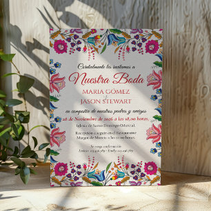 Farbige florale botanische moderne spanische Hochz Einladung