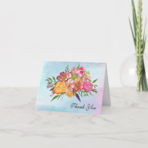Farbige Florale Dankeskarten im Wasserfarblook Dankeskarte