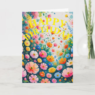Farbige Florale Happy Birthday-Garten-Design-Karte Karte