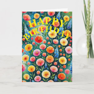 Farbige Florale Happy Birthday-Garten-Design-Karte Karte