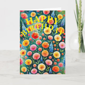 Farbige Florale Happy Birthday-Garten-Design-Karte Karte