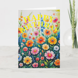 Farbige Florale Happy Birthday-Garten-Design-Karte Karte