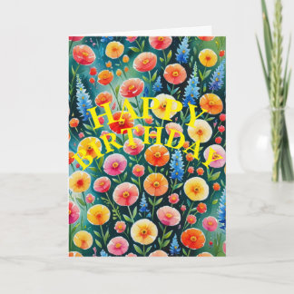Farbige Florale Happy Birthday-Garten-Design-Karte Karte