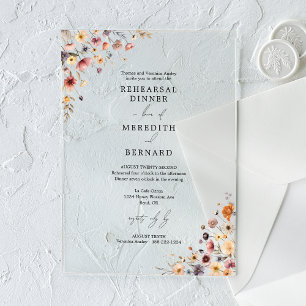 Farbige Florale Hochzeitsprobe-Dinner-Einladung Acryleinladungen